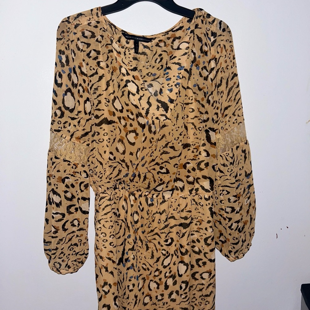 White House Black Market Animal Print Long Sleeve Dress